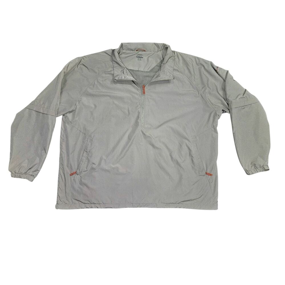 Cabela's Windbreaker Mens 3XL Tall Beige Zip Off Sleeves Fishing Outdoor